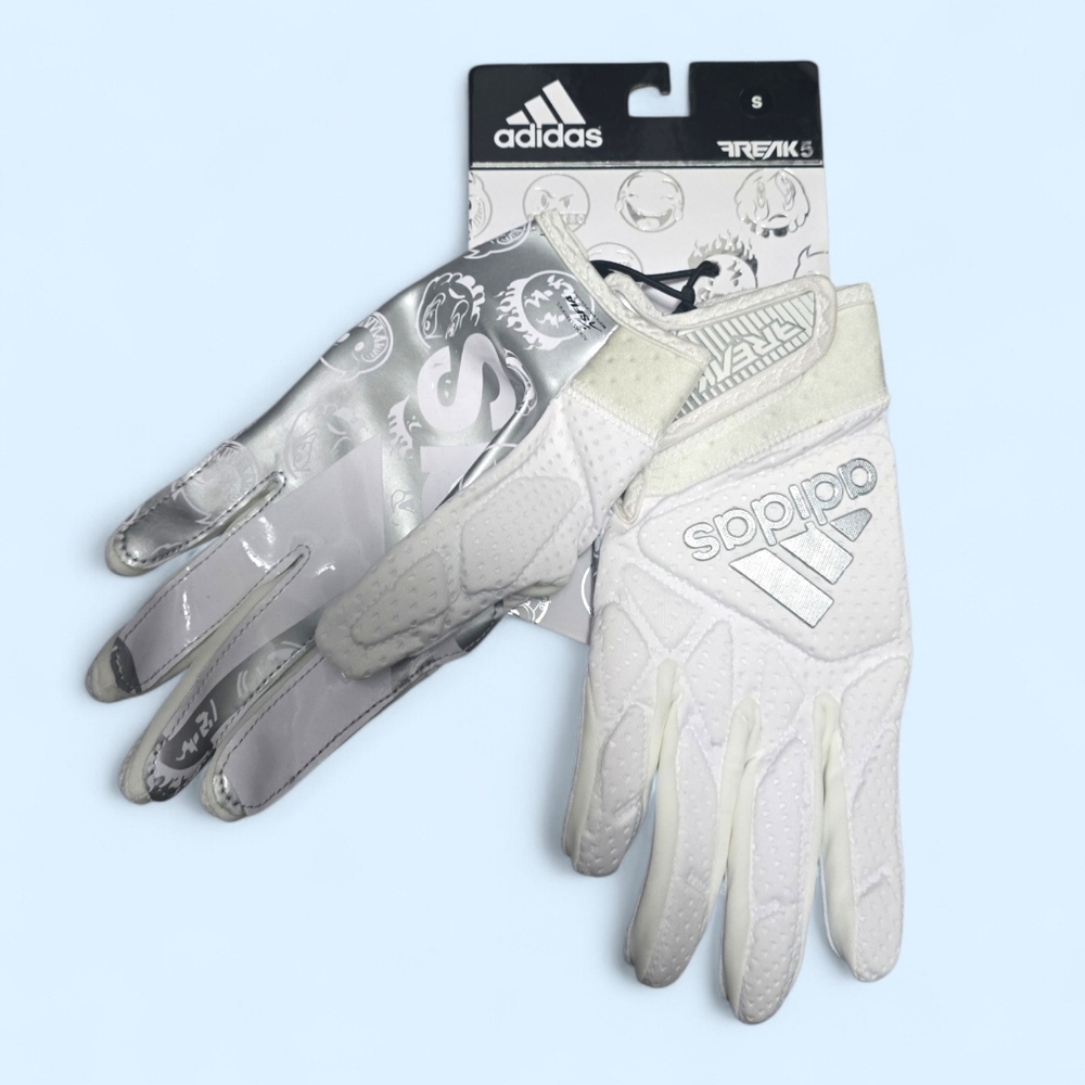 Adidas Freak 5 Football Gloves White/Silver Size Small NWT GripTack